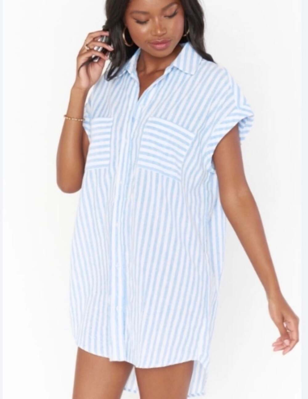 Show Me Your Mumu Striped Button Up Tunic Dress Size XL